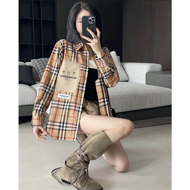 B &amp; U &amp; R &amp; FW Áo Sơ Mi Tay Dài Kẻ Sọc Giản Dị Mới Dành Cho Cặp Đôi