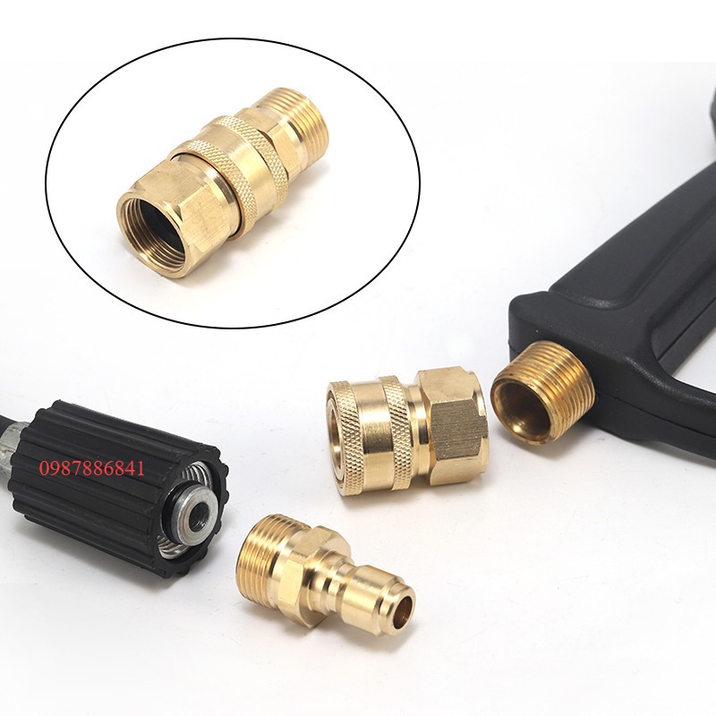 Bộ đầu ra nối nhanh cho máy rửa xe áp lực cao, rửa xe gia đình  ren 22 mm