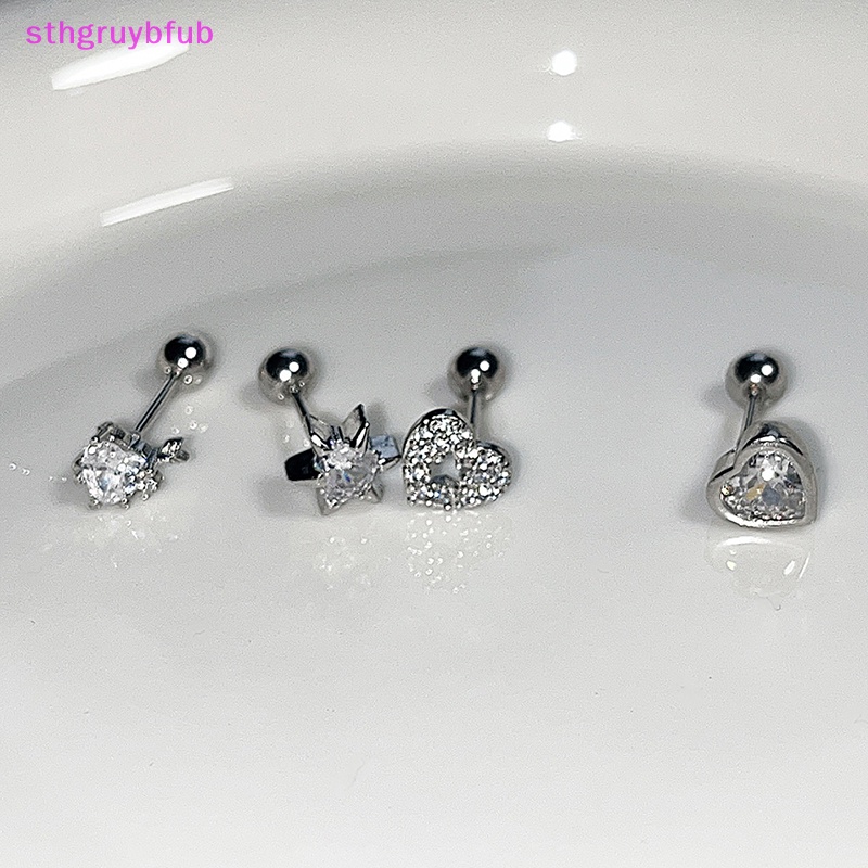 1 Khuyên Tai Hình Trái Tim Đôi Cánh Bằng Thép Không Gỉ Dễ Thương Cho Nữ