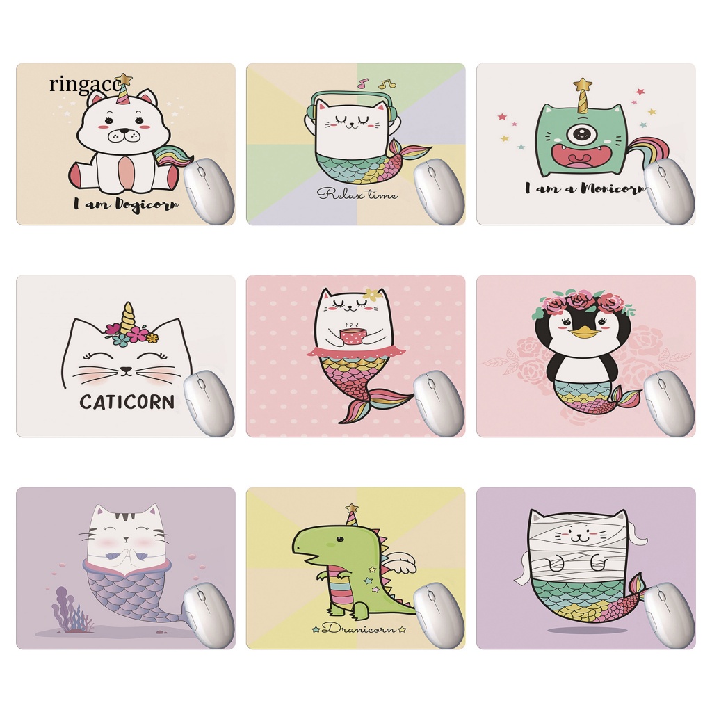 Đệm Lót Chuột RGA Mềm Siêu Mỏng Thoải Mái In Họa Tiết Động Vật Dễ Thương Hỗ Trợ Cổ Tay Cho Laptop