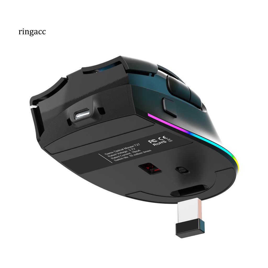 1 Bộ Chuột Quang Không Dây 11 Hiệu Ứng Ánh Sáng Bền Bỉ 1200DPI USB Dùng Để Chơi Game