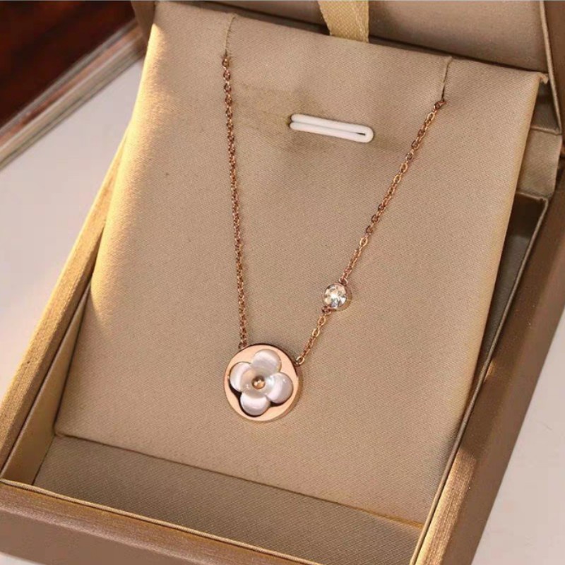 Dây Chuyền Mặt Tròn Bằng Thép Titan Không Gỉ Phong Cách Mỹ Cho Nữ