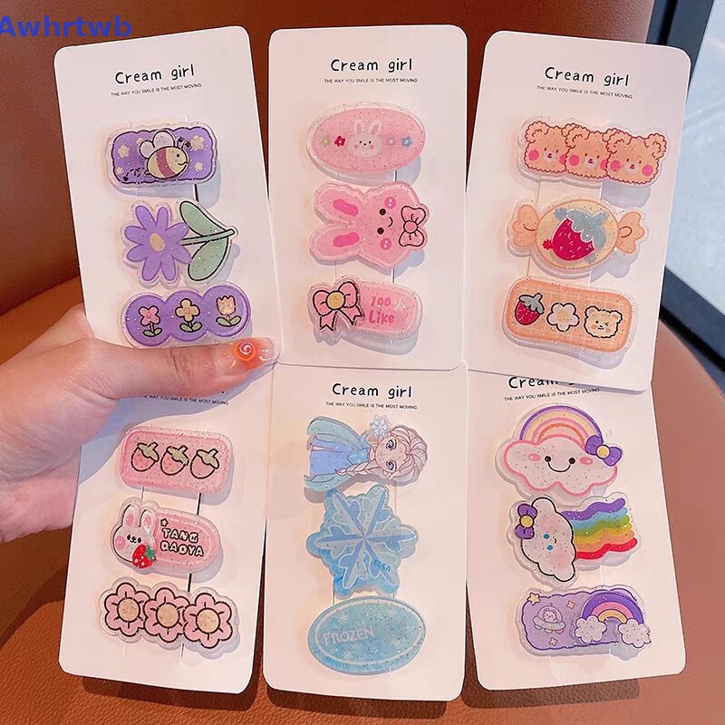 Set 3 Kẹp Tóc Hoạt Hình Xinh Xắn Cho Bé Gái Mới