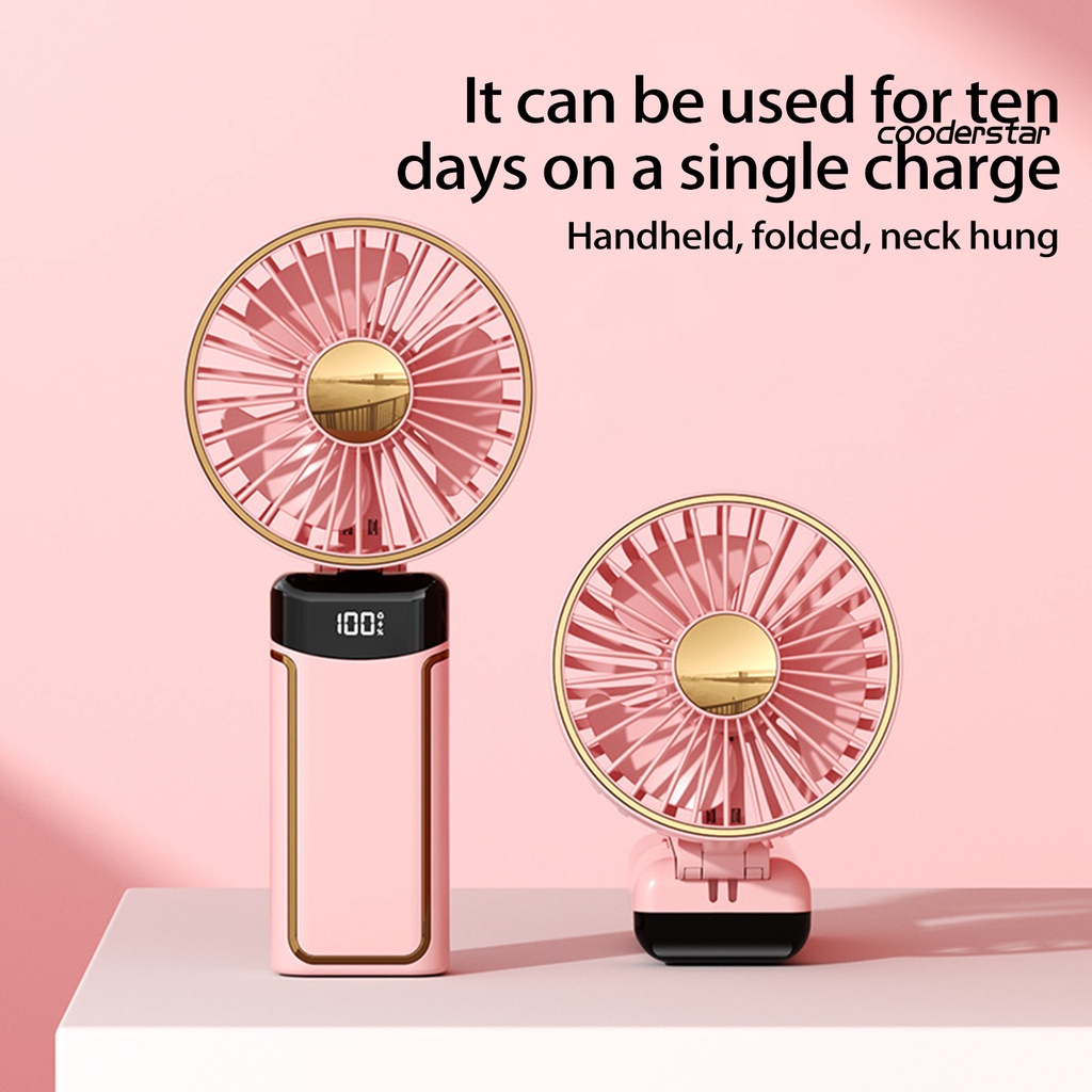 1 Bộ Quạt Làm Mát Cầm Tay 5 Bánh Răng Có Thể Gập Lại Màn Hình Kỹ Thuật Số Tiếng Ồn Thấp Cổng USB