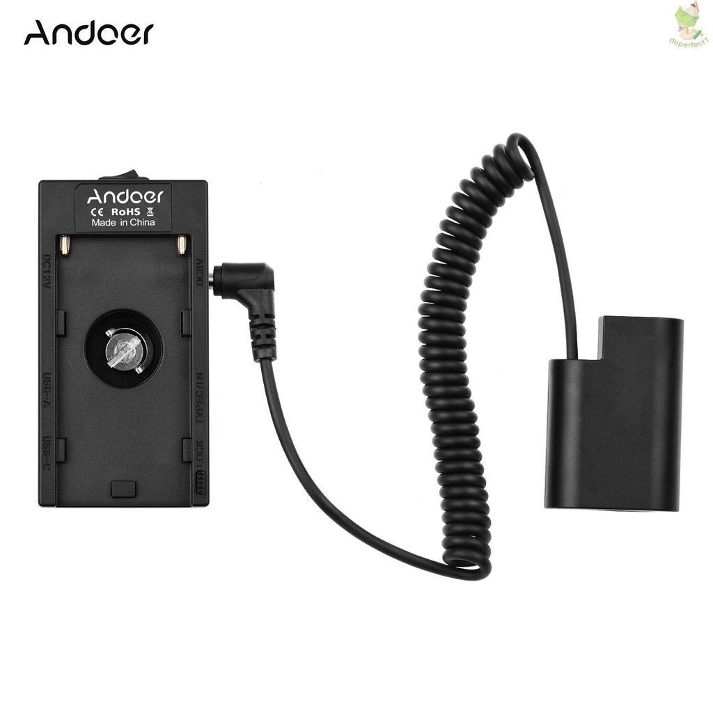 Andoer NP-F970 F750 Battery Plate Holder Adapter with Dual USB Interface + DMW-DCC12 Dummy Battery Coupler Compatible wi   Came-6.5