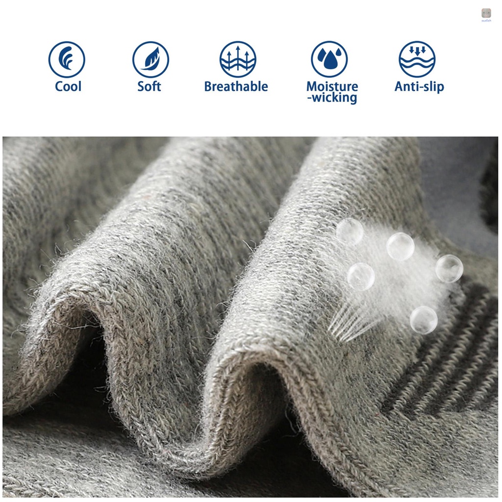 Set 5 Đôi Tất Thể Thao Dài Đến Đầu Gối Vải Cotton Thoáng Khí Chống Ẩm Cho Nam