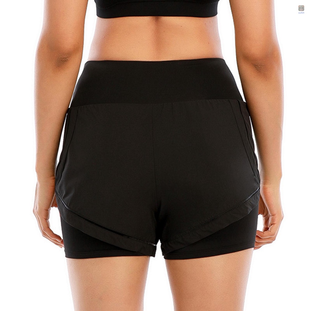 Quần Short Thể Thao 2 Trong 1 Lưng Thun Nhanh Khô Thoáng Khí Cho Nữ