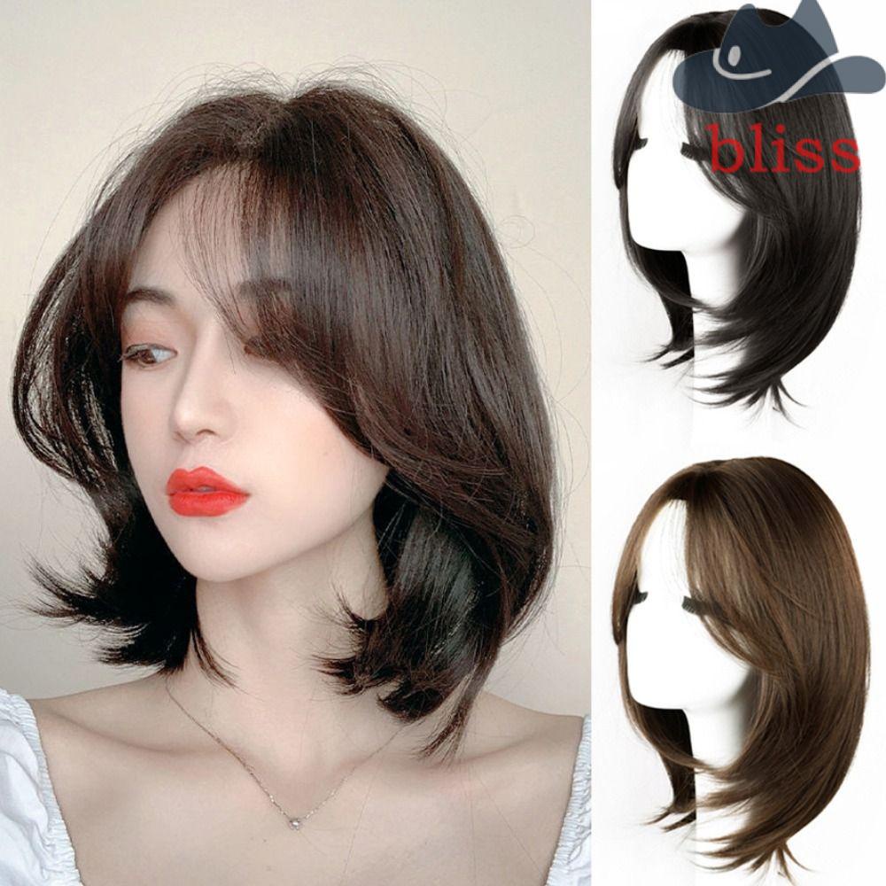 Bộ Tóc Giả Bob Bằng Sợi Tổng Hợp Mềm Mịn Cách Nhiệt Màu Đen Tự Nhiên Cho Nữ