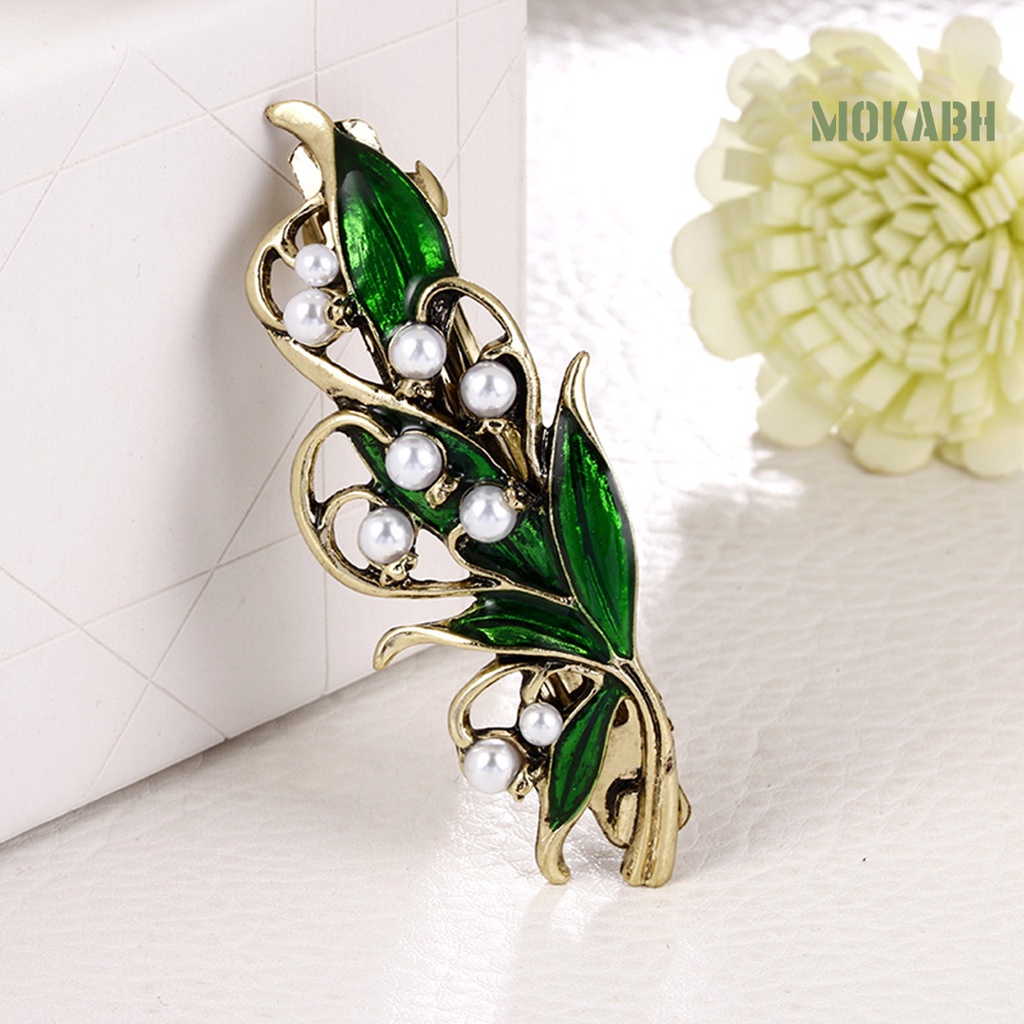 Kẹp Tóc Hình Lá Xanh Chống Trượt Kiểu Dáng Thanh Lịch