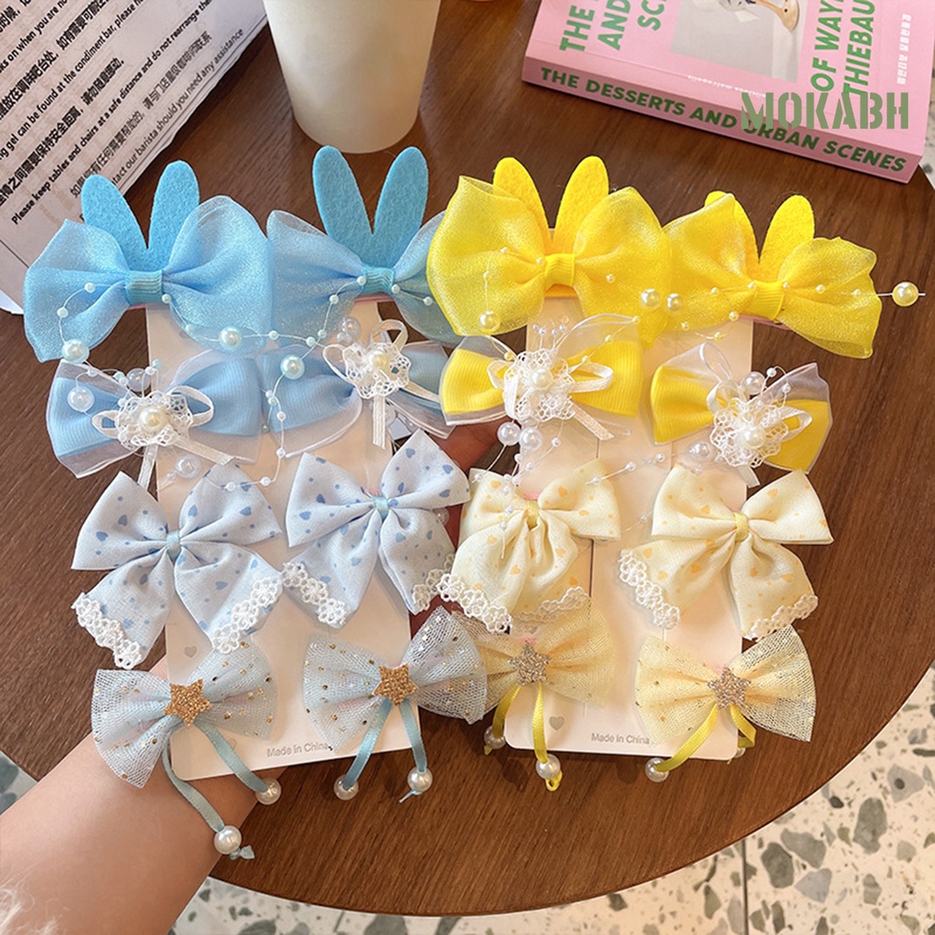 1 Bộ Kẹp Tóc Hình Nơ Mềm Mại Co Giãn Thoải Mái Cho Bé Gái