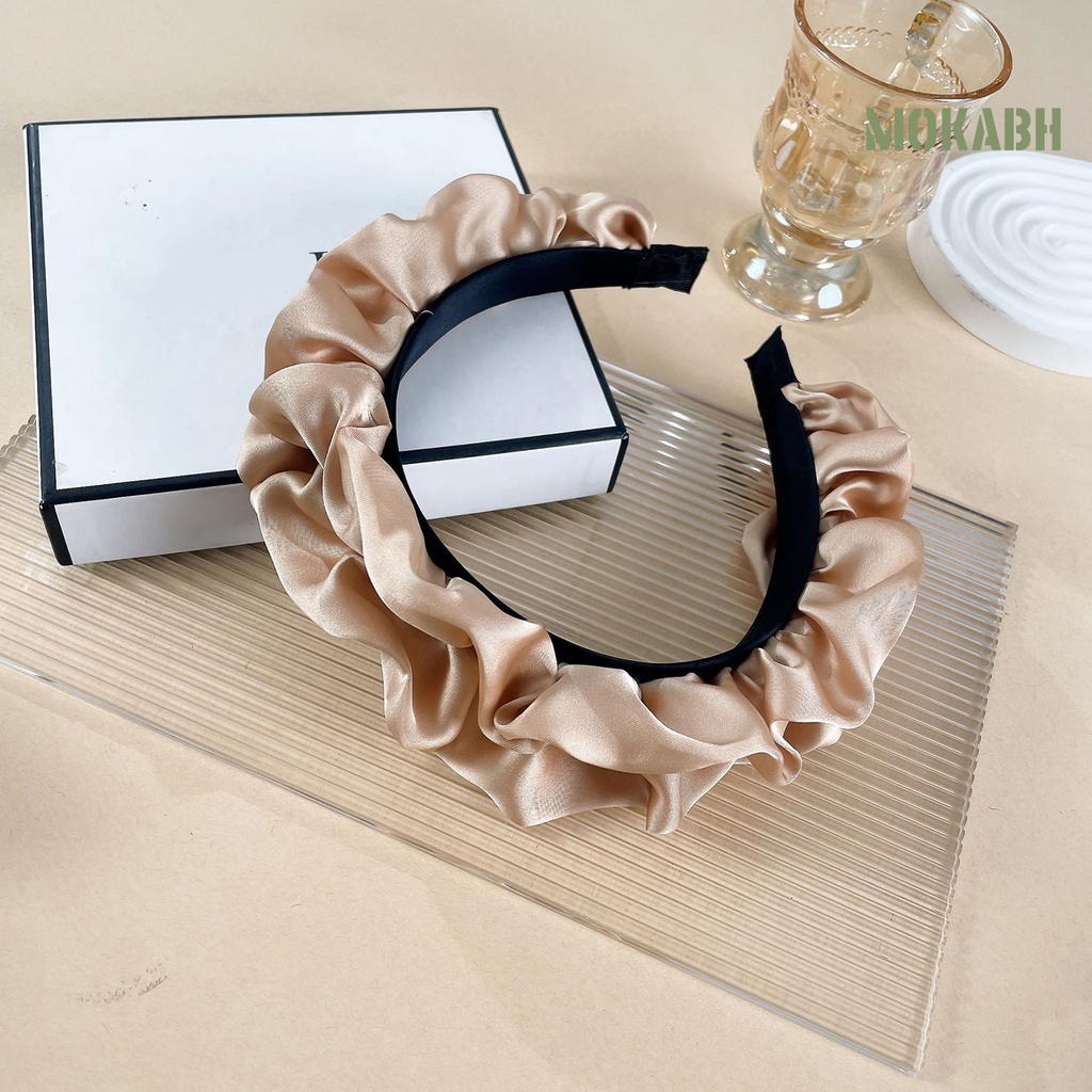 Băng Đô Cài Tóc Bằng Satin Co Giãn Chống Trượt Họa Tiết Đầu Lâu Phong Cách Hàn Quốc