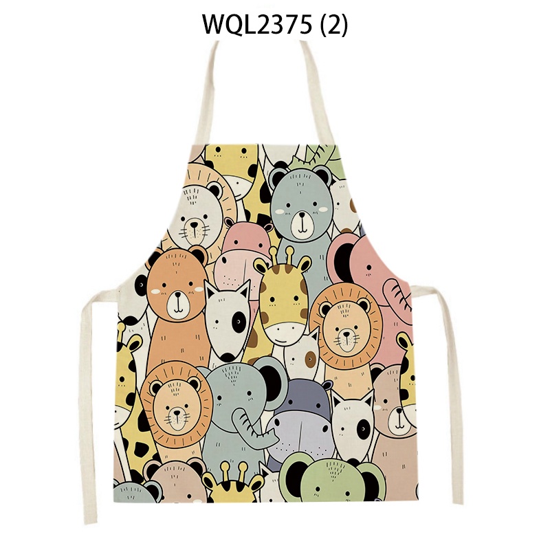 1 Tạp Dề Vải Lanh Không Tay Chống Bám Bẩn In Họa Tiết Mèo Dễ Thương Kích Thước 47x38cm / 68x55cm Tiện Dụng Cho Nhà Bếp