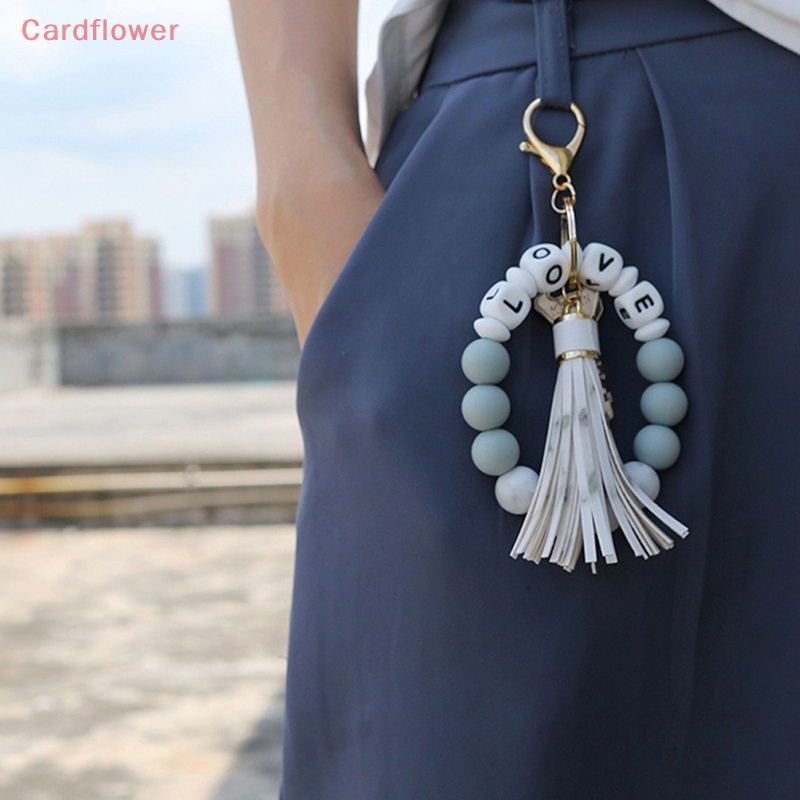 < Cardflower > Móc Khóa Hạt Silicon Tua Rua Mới