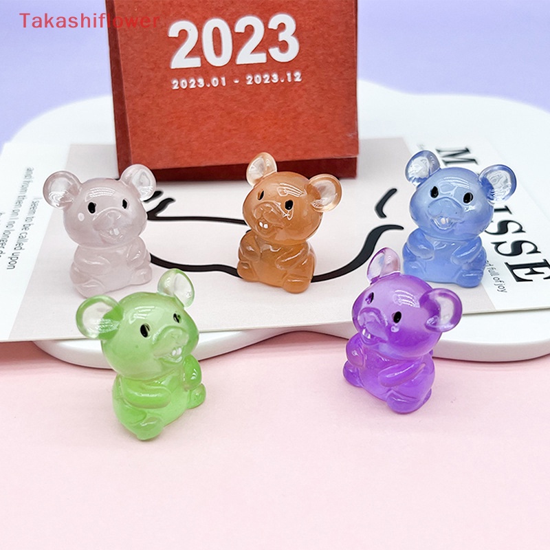 Set 2 Chú Chuột Mini Màu Dạ Quang Dễ Thương Trang Trí Tiểu Cảnh DIY