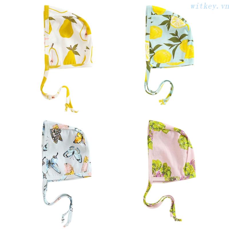 Mũ Trùm Đầu Mùa Hè Bằng Cotton Mềm Chống Gió In Họa Tiết Hoạt Hình Có Dây Cột Cho Bé 0-12 Tháng Tuổi
