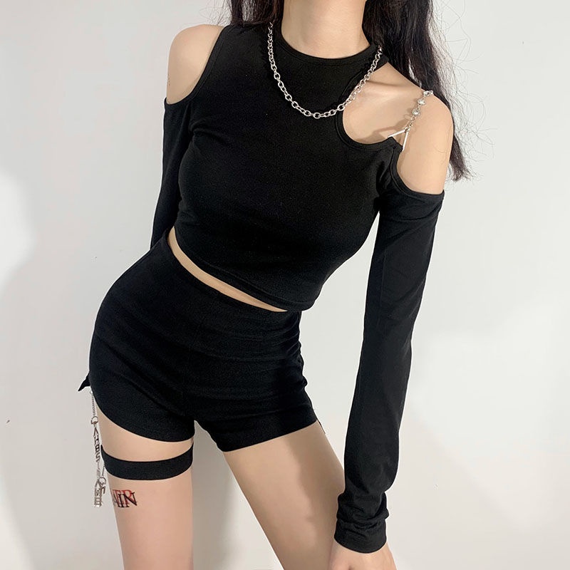 Áo baby tee Thun croptop Thun Ngắn Trễ Vai Màu Sắc Trơn Thời Trang Cho Nữ