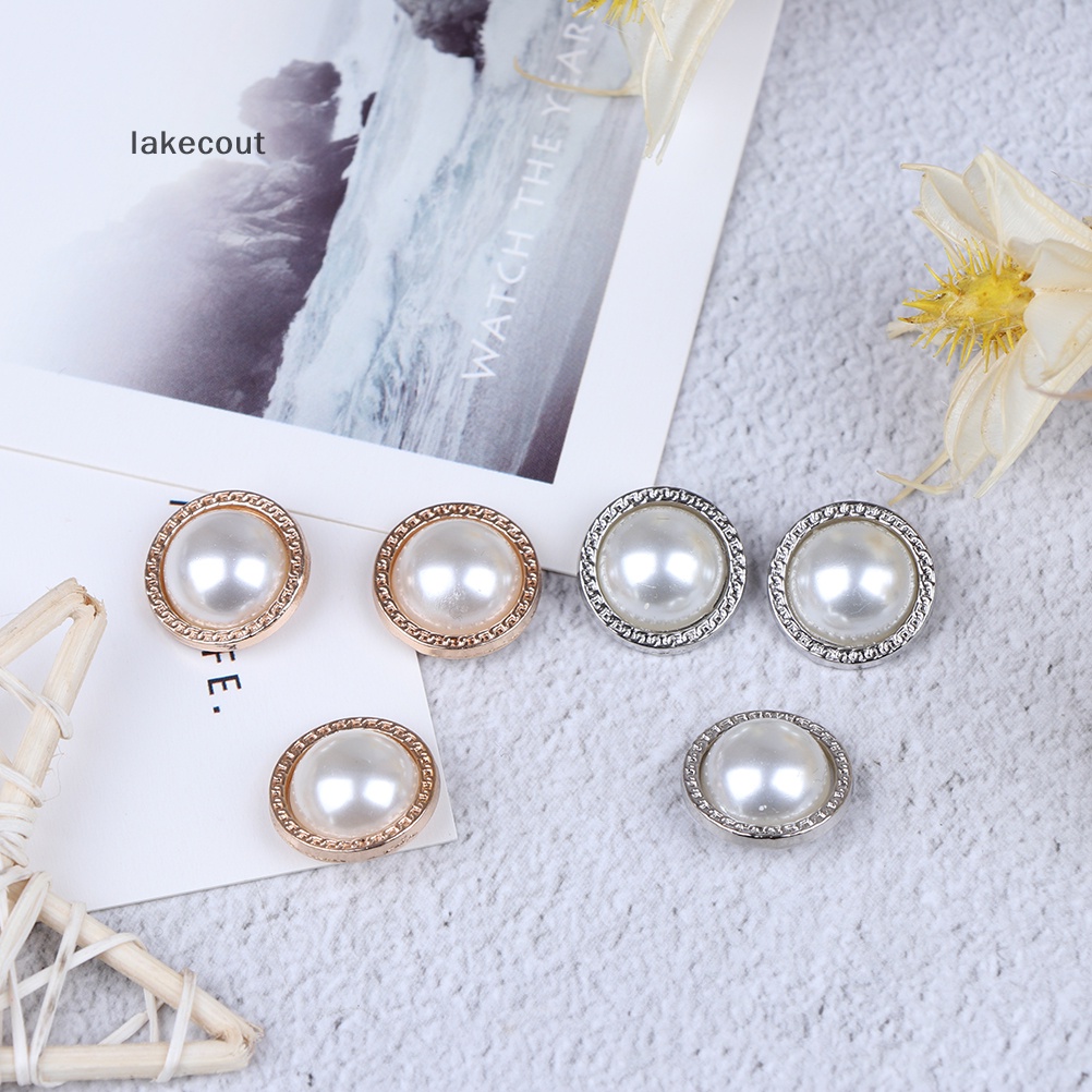 Bộ 10 Nút Ngọc Trai Bằng Kim Loại Chuyên Dụng Cho May Vá Thủ Công