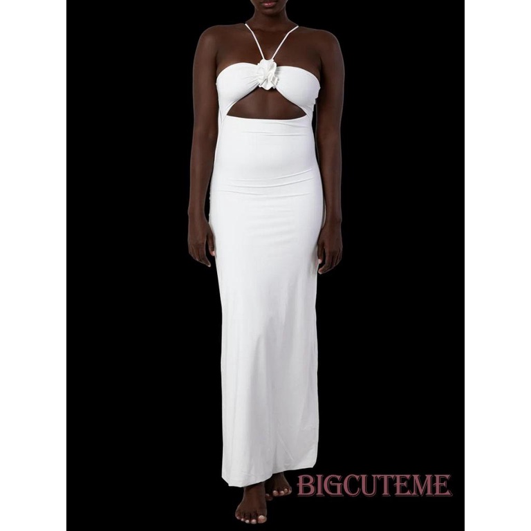 [] - Đầm Hai Dây Dáng Dài In Hoa Khoét Lỗ Thời Trang Mùa Hè Cho Nữ