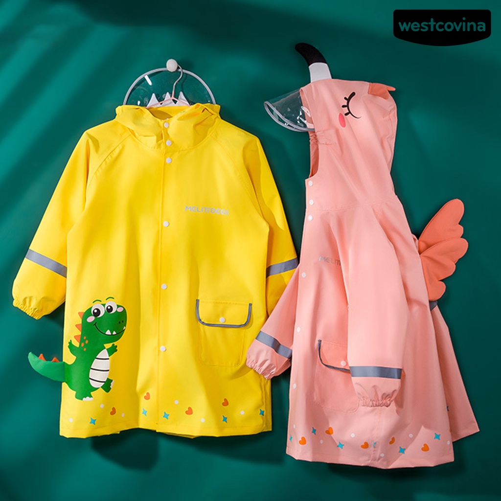 [COD]☁Áo Mưa Nhẹ In Họa Tiết Động Vật Hoạt Hình Chống Nước Có Mũ Trùm Cho Bé Mẫu Giáo
