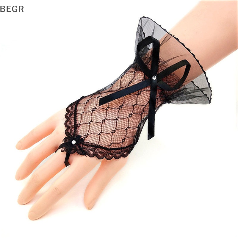 Găng Tay Hở Ngón Phối Ren Xuyên Thấu Phong Cách Cổ Điển Thanh Lịch Dành Cho Nữ