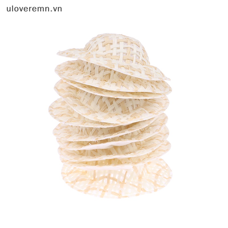 Set 10 Nón Rơm Mini 5cm Trang Trí Nhà Búp Bê