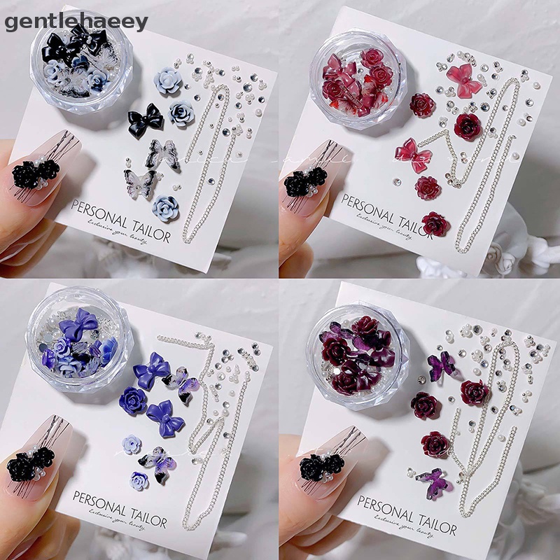 Gent Bộ Vật Liệu Trang Trí Móng Tay Đính Hoa Trà Nơ Phối Chuỗi Xích Acryl EN