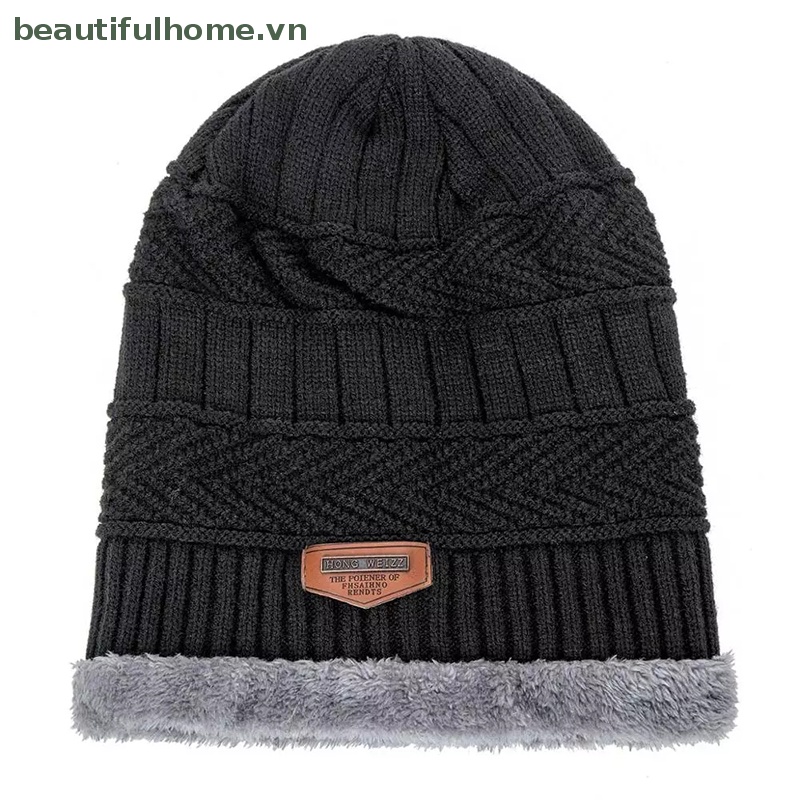 [beautifulhome] Mũ Beanie Cotton Dày Dặn Giữ Ấm Mùa Đông Thời Trang Unisex [beauty]
