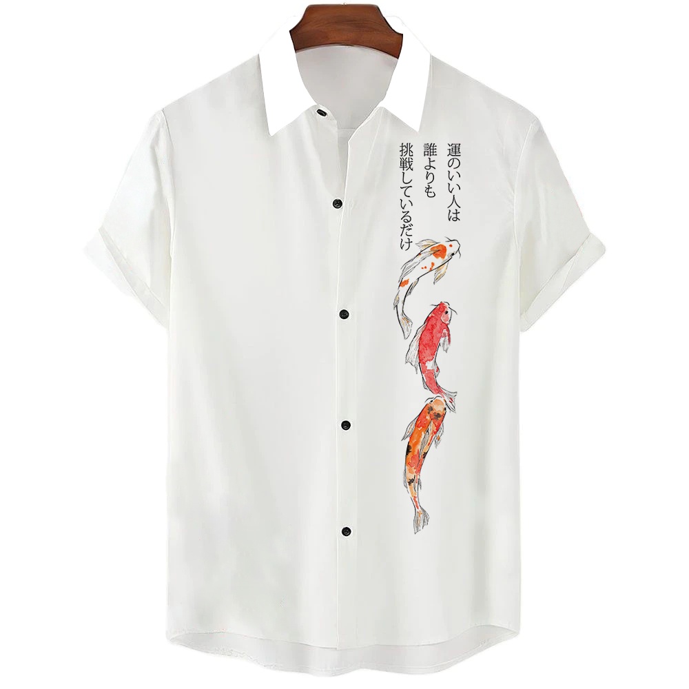 Áo Sơ Mi Tay Ngắn Màu Trắng Cài Một Hàng Nút Đơn Phong Cách Harajuku Nhật Bản Cho Nam