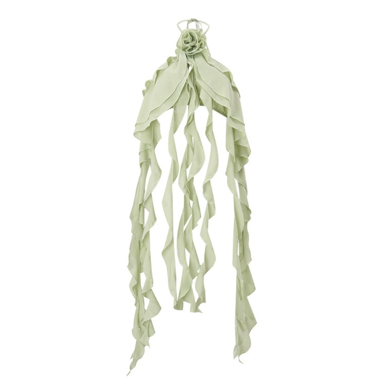 Áo Croptop Sát Nách Phối Tua Rua Họa Tiết Hoa 3D Phong Cách Vintage