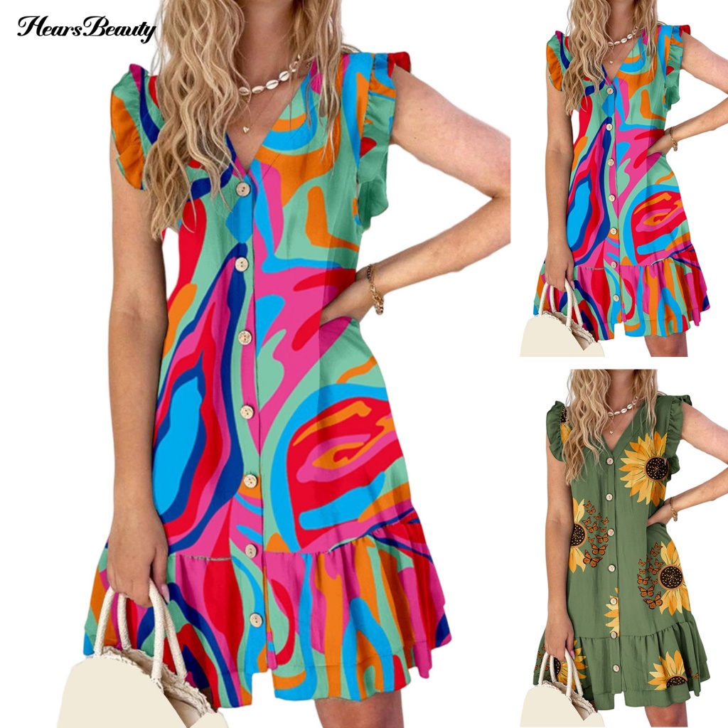 Đầm Mini Cổ Chữ V Thời Trang Xinh Xắn Cho Nữ