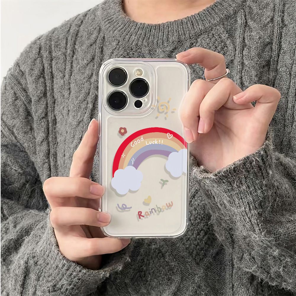 ✅Ốp Điện Thoại Mềm Chống Sốc Họa Tiết Cầu Vồng Đơn Giản Cho Iphone 12 13plus 14pro 11 Max 6S 78