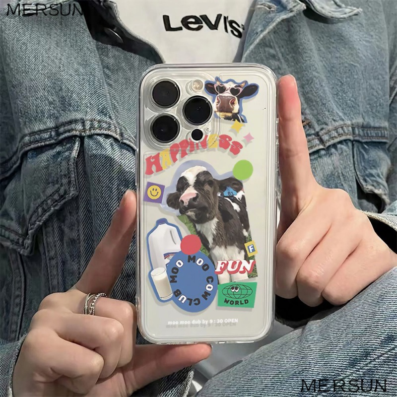 ✅Ốp Điện Thoại Tpu Mềm Chống Sốc Họa Tiết Bò Sữa 13 Kiểu Đơn Giản Cho Iphone12Max14Pro11Plus786In