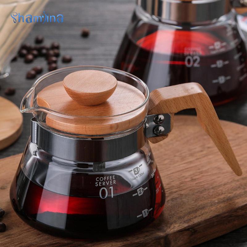 Bình rót pha cà phê SHAMJINA 400/600ml bằng thủy tinh chịu nhiệt cao có thể tái sử dụng cho nhà bếp