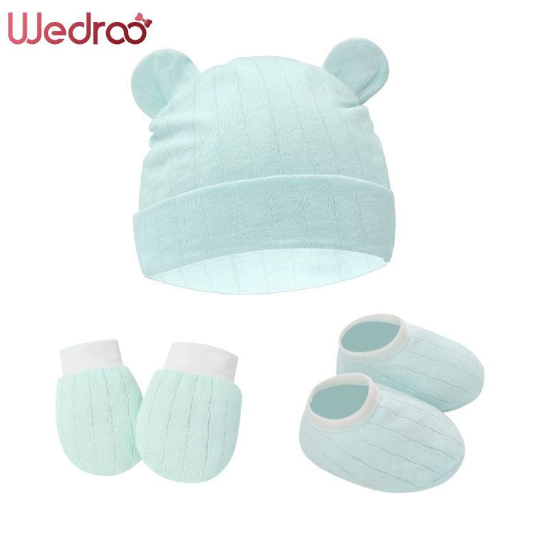 Wedroo Bộ Trang Phục 3 Món Gồm Mũ + Găng Tay + Giày Cho Bé Sơ Sinh