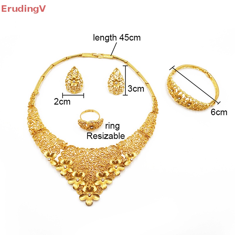 [ErudingV] Bộ Trang Sức Vòng cổ / Bông Tai / Nhẫn / Vòng Tay Màu Vàng Đồng Châu Phi Lớn Cho Nữ [Mới]