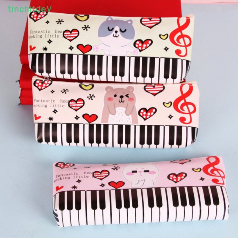 1 Túi Đựng Bút Bằng PU Sức Chứa Lớn Hình Phím Đàn Piano Sáng Tạo