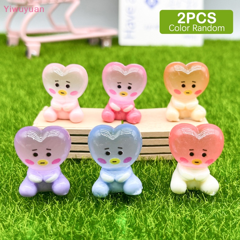 < Yiwuyuan > Bộ 2 Kẹp Tóc Hình Trái Tim Người Ngoài Hành Tinh Bằng Resin Phát Quang Dễ Thương Trang Trí Xe Hơi DIY Mới