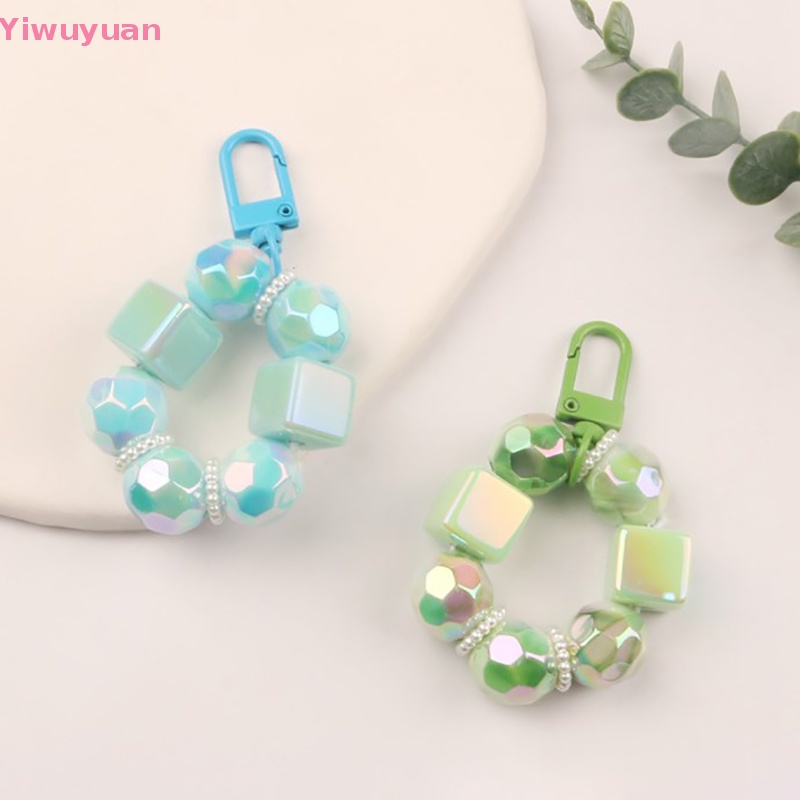 < Yiwuyuan > Móc Chìa Khóa Dạng Hạt Tròn Màu Trơn Nhỏ Nhắn Tươi Mới