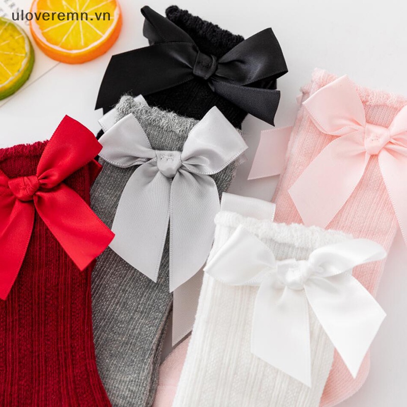 Đôi Vớ Cotton Mềm Đính Nơ Xinh Xắn Cho Bé Gái