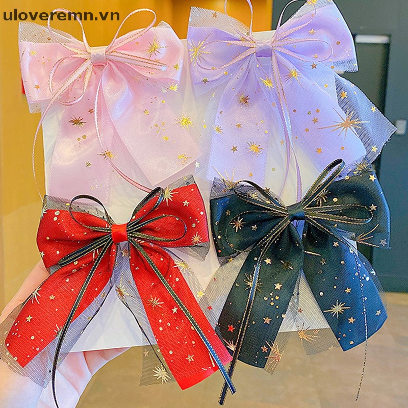 Kẹp Tóc Đính Nơ Lưới Hình Ngôi Sao Phong Cách Lolita Ngọt Ngào Thời Trang Cho Bé Gái