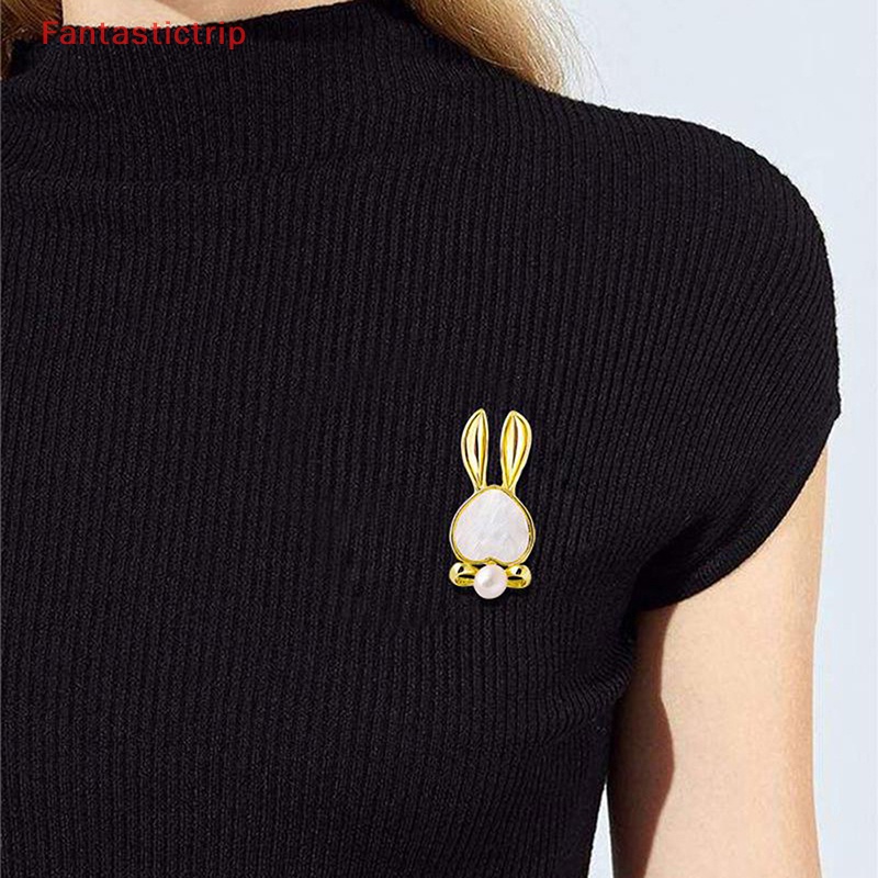 Ghim Cài Áo Hình Thỏ Nhỏ Đính Ngọc Trai Chống Mất Thiết Kế Tinh Tế Mới