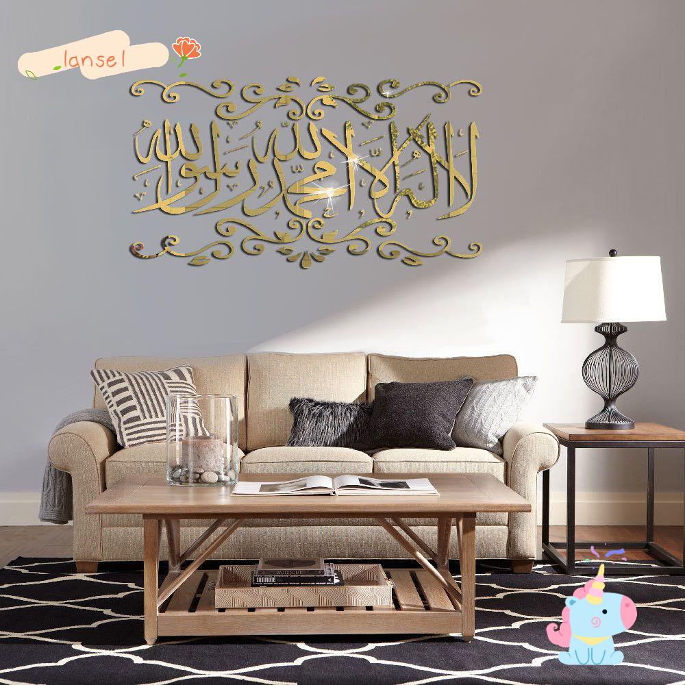 Nhãn Dán Tường Mặt Gương Eid Ramadan 3D Tự Dính Có Thể Tháo Gỡ Trang Trí Nhà Cửa