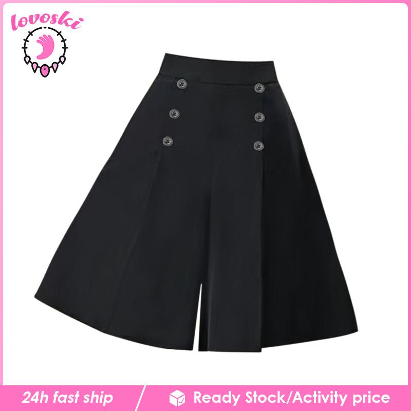 [Lovoski] Quần Culottes Lửng Dáng Rộng Năm Tấc Đi Du Lịch Mua Sắm Đường Phố Cho