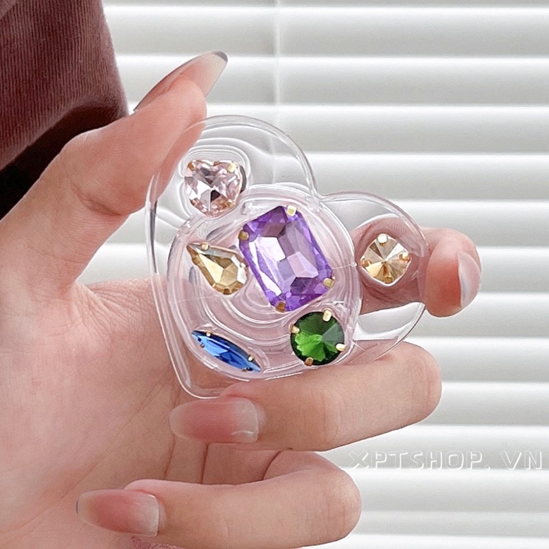 Giá Đỡ Điện Thoại Đính Đá Hình Trái Tim Thời Trang Chống Rơi