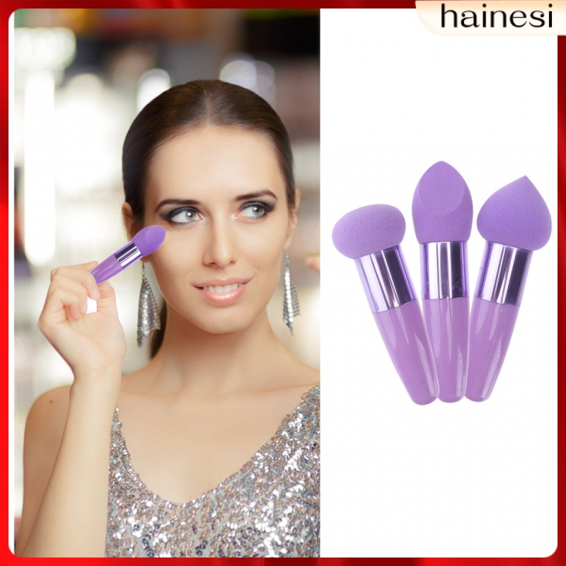 Set 3 Bông Mút Trang Điểm Có Tay Cầm Tiện Lợi