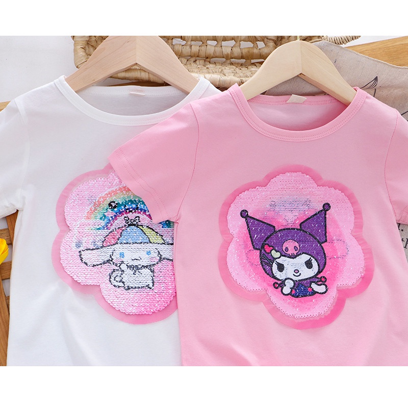 Áo Thun Công Chúa Bằng Cotton Đính Kim Sa Nhiều Màu Sắc Thời Trang Mùa Hè Hàng Mới Dành Cho Trẻ Em 1-8 Tuổi