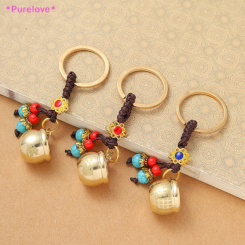 Móc Khóa Xi Lanh Mini Bằng Đồng Thau + Dây Xích Màu Xanh Lá Sáng Tạo