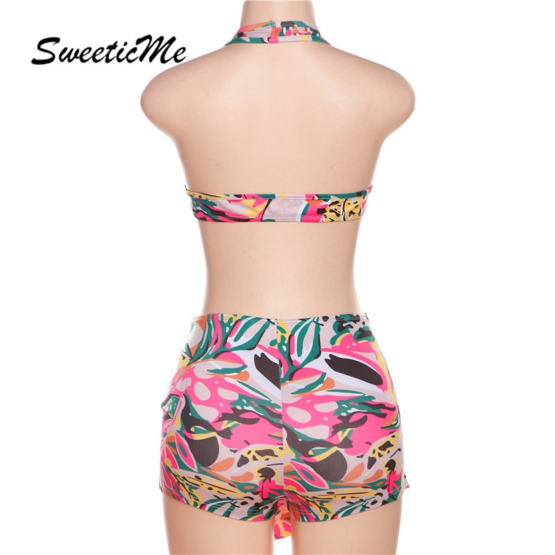 Bộ Áo Croptop Hai Dây Dáng Ôm + Quần Short Lưng Cao Thời Trang 2023 Quyến Rũ Cho Nữ