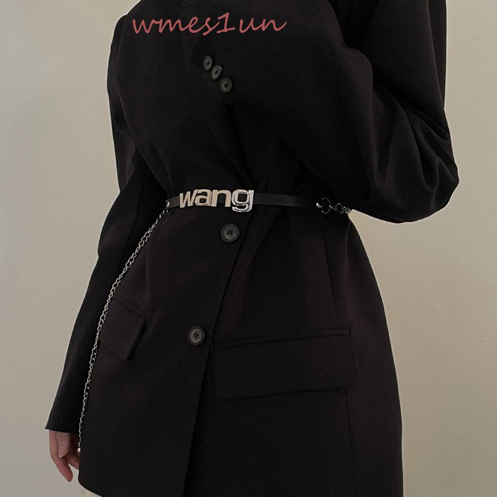 Thắt Lưng Mỏng Điều Chỉnh Được In Chữ Y2k WMES15H Dễ Phối Đồ Thời Trang Cho Nữ