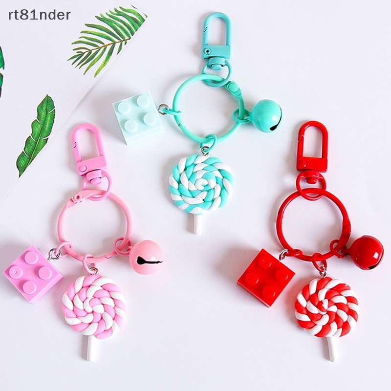 Rt Phụ Kiện Móc Khóa Hình Kẹo Mút Phối Chuông Nhiều Màu Dễ Thương Trang Trí Ba Lô / Ô Tô / Túi Xách